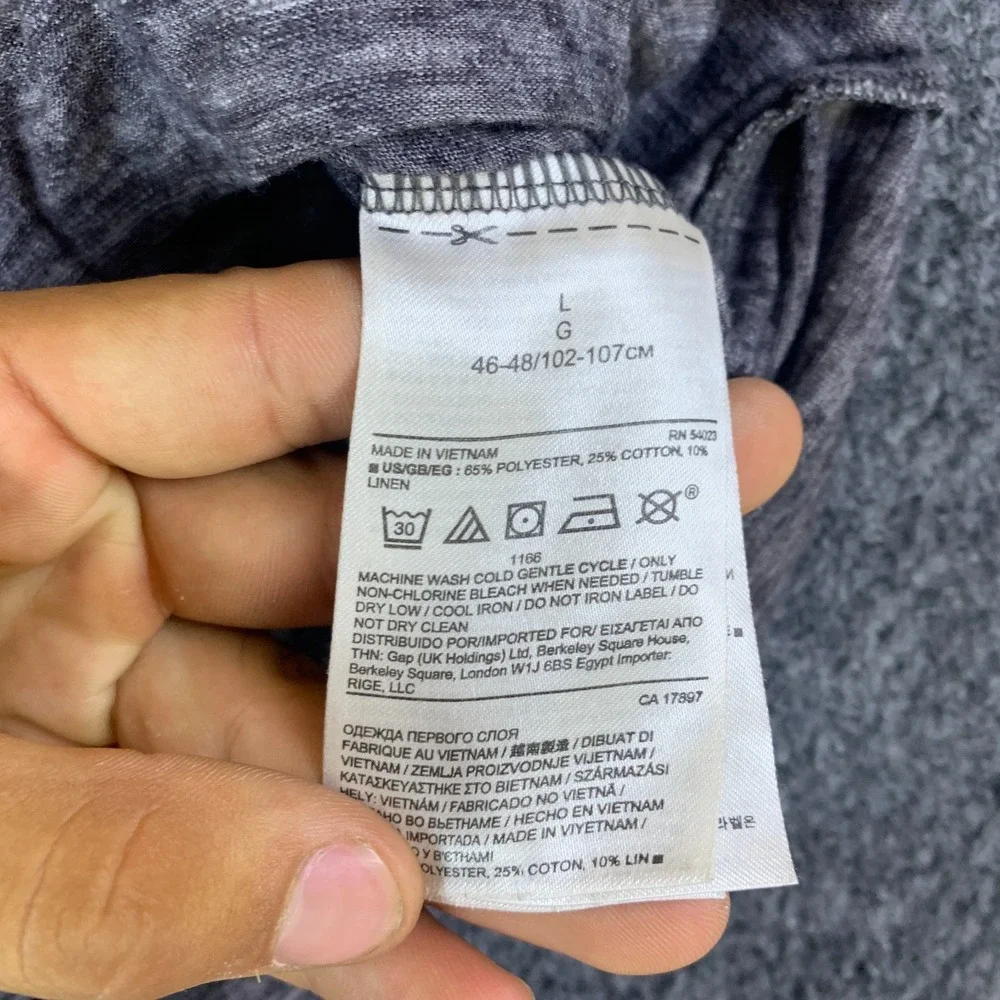 Banana Republic Shirt Mens Large Gray Good Space Dye Linen Blend Button Front